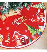 48 Inch Christmas Tree Skirt, Soft Christmas Tree and Snowflake Christmas Tree Mat, wiht Cute San...