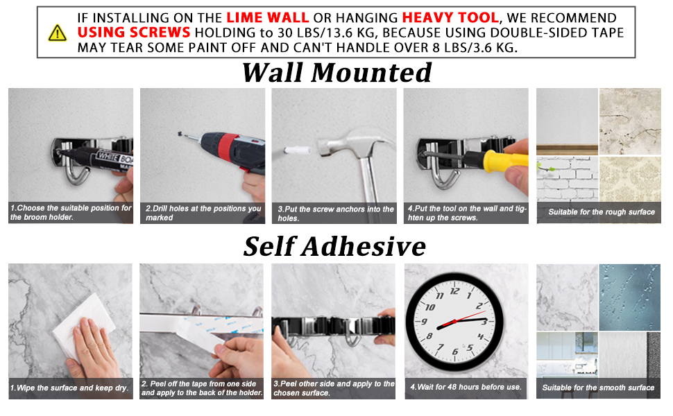 Broom and Mop Holder Wall Mounted