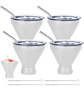 FELISTORY Stainless Steel Martini Glasses with Lids and Straws, Martini Glasses Set of 4, Perfect...