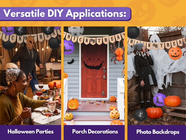 Halloween Banner Trick or Treat Halloween Banner for Fireplace Mantle Porch Party Decorations