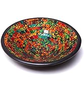Red Co. Glass Mosaic Ceramic Catch-All Tray, Decorative Accent and Centerpiece Bowl - Round 11 in...