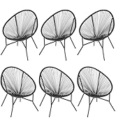 ONBRILL 6-Piece Outdoor Acapulco Chairs Set, Modern Patio Furniture Set, PE Rattan Bistro Set wit...