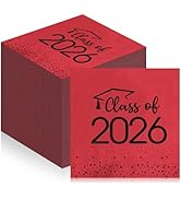100Pcs Class of 2026 Graduation Napkins, Disposable Congrats Grad Paper Cocktail Napkins Square F...