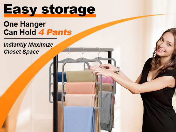 4 tier space saver pants rack multi layer hanger with 360 degree swivel hook