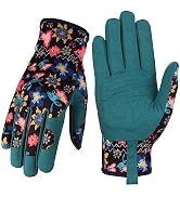 Bamllum Leather Gardening Gloves for Women - Working Gloves for Weeding, Digging, Planting, Rakin...
