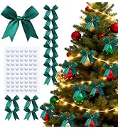 TIMESEEK 60Pcs Emerald Green Gift Wrap Bows, 3.3" Satin Ribbon Bows for Gift Wrapping, Large Size...
