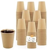 Sowinvent 8 oz Kraft Paper Cups 200 Count, Disposable Hot/Cold Iced Coffee Cups, 8 Ounce Beverage...