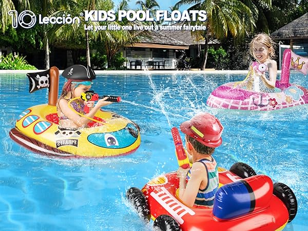 pool floats kids pool toys for toddlers 3-5 4-8 swimming floaties water gun inflatables pirate ship