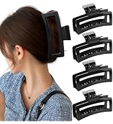 5 Inch XL Jumbo Claw Clips for Thick and Long Hair, 4-Pack Oversized Glossy Rectangle Hair Clips ...