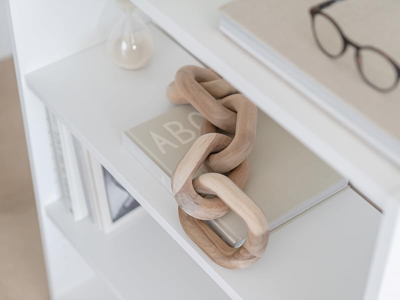Peakoly acacia chain on bookshelf