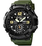 FANMIS Mens Analog Digital Dual Display Sports Watches Military Multifunctional 50M Waterproof LE...