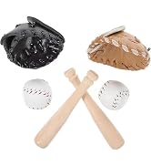 1/12 Scale Miniature Baseball Set (Bat, Glove and Ball),Black Cake Toppers and Dollhouse Accessor...