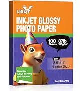 Uinkit 37lb Thin Flyer Paper Glossy 8.5x11 Inkjet 100 Sheets Single Side DIY Chip Bag 135gsm Prin...