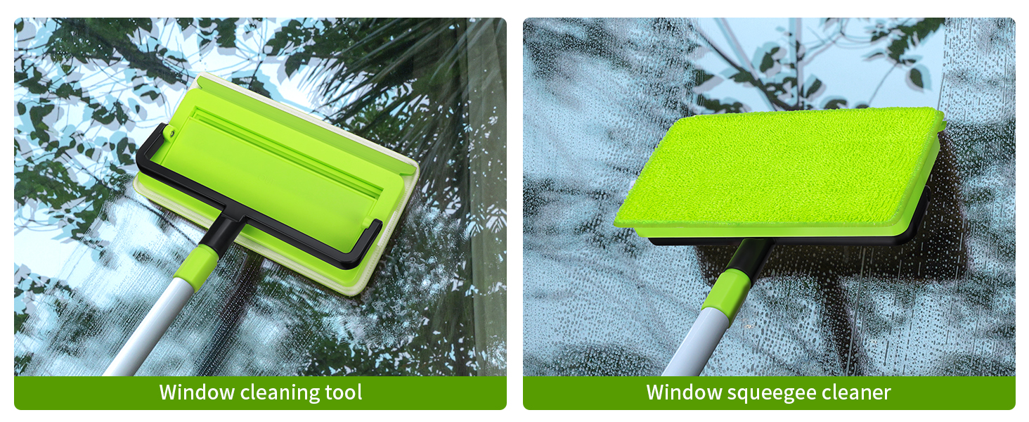 window cleaning tool with long handle and squeegee 2 in 1 design for wall and glass cleaning