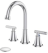 Bathroom Faucets for Sink 3 Hole, Hurran Chrome Bathroom Sink Faucet with Pop-up Drain and Supply...