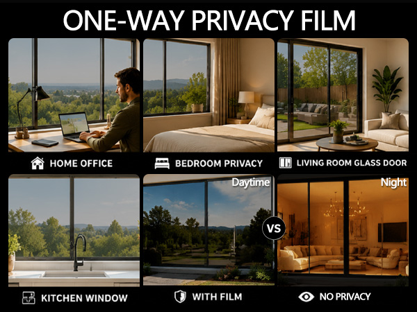 Home windows with dark silver one way window privacy film applied