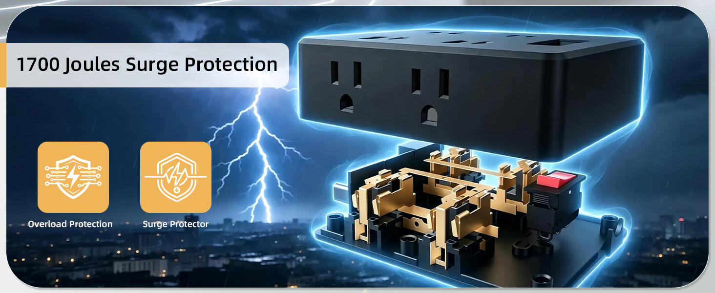 Dual Layer Desk Clamp Power Strip