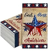 JarThenaAMCS 80 Sheet Independence Day Vintage Guest Napkins Patriotic American Flag Star Disposa...