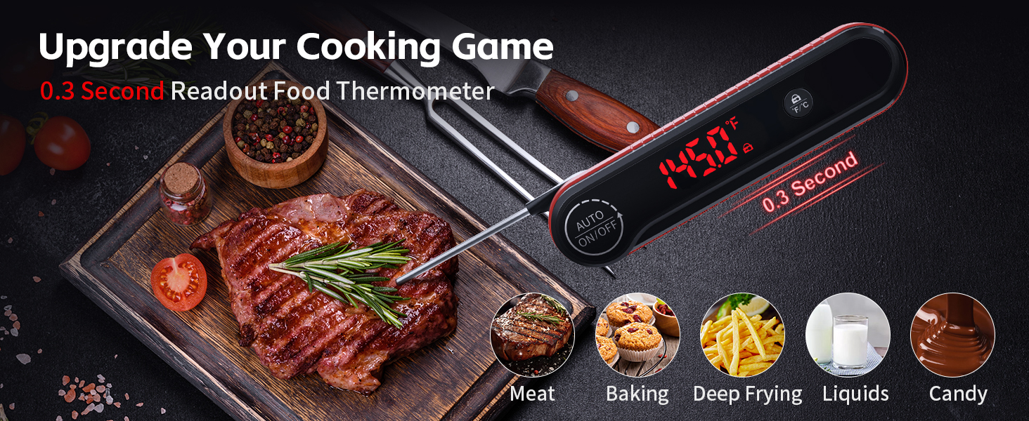 Upgrade Your Cooking Game 0.3 Second Readout Food Thermometer