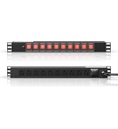 10 Outlet Rack Mount Power Strips with Individual Switch,1U Rack Mount PDU Power Strip for Networ...
