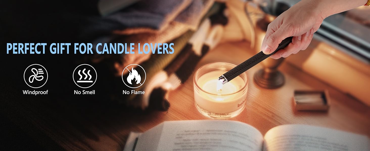 Electric lighter lighting candle. Windproof, No Smell, No Flame. Perfect Gift for Candle Lovers.