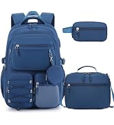 Similove Backpack for Teen Girls, 3PCS School Backpack for Girls Boys with Lunch Box & Pencil Cas...