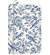 peacoblue RFID Blocking Credit Card Holder for Women - Blue Flowers with Birds PU Leather Slim Wa...
