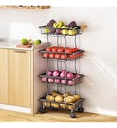 Fruit Basket Kitchen Pantry Organizers and Storage - 4 Tier Stackable Metal Wire Basket Stand for...
