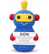 Viaosanza Handmade Crochet Robot Desk Decoration, Easter Son's Birthday Gift, Mini Positive Easte...