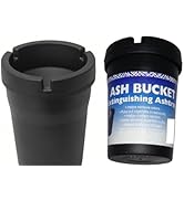 Ash Bucket Ash Trays – Jumbo and Regular Size Set – Portable Outdoor & Car Ashtray with Lid – Hea...