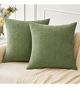 MIULEE Pack of 2 Couch Throw Pillow Covers 18x18 Inch Soft Sage Green Spring Chenille Pillow Cove...