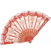 EOSAU Handheld Chinese Folding Fan Lace Hand Fans for Women Foldable Bulk for Party Wedding Churc...
