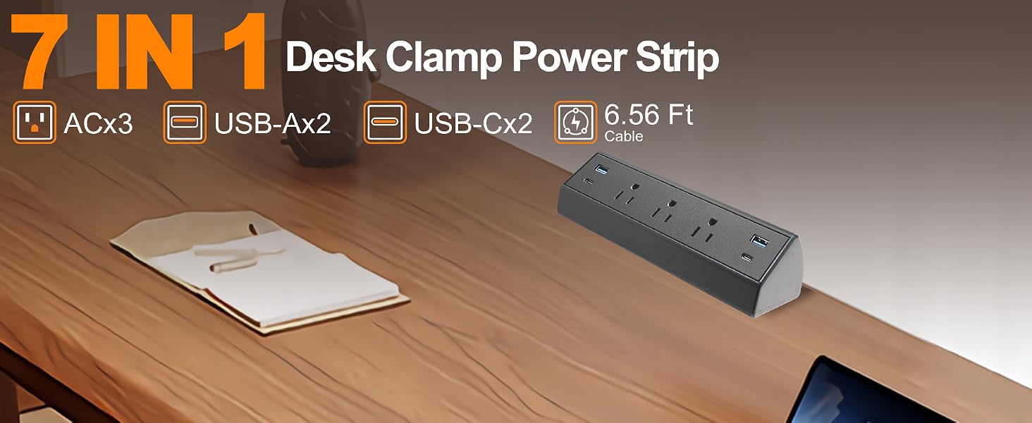 Desk Clamp Power Strip