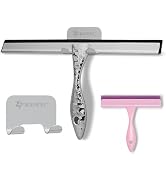 LTLUTU 2-Pack Shower Squeegee for Glass Doors, 10 inch Silver Stainless Steel & 5 inch Pink Mini ...