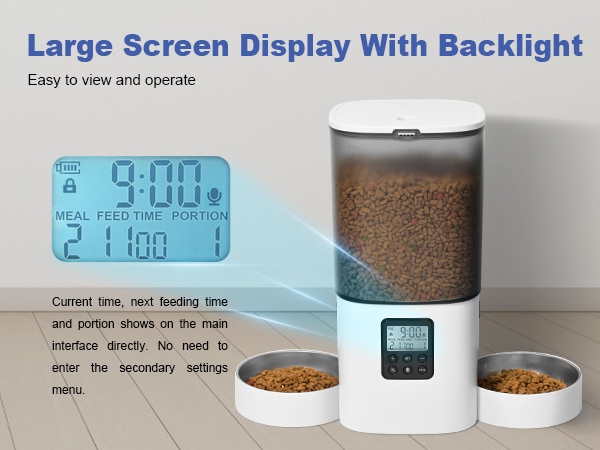automatic cat feeder with large screen display
