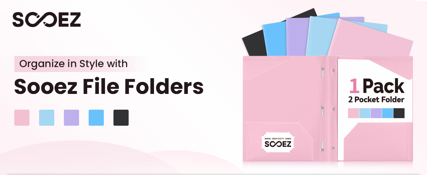 plastic folders with pockets and prongs