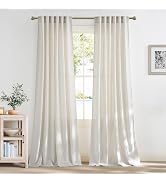 NICETOWN Natural Linen Curtains 96 inch Long 2 Panels Set, Thick Organic Flax Linen Blend Privacy...