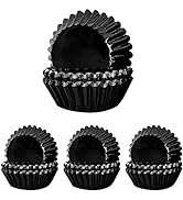Black Foil Cupcake Liners For Baking 300pcs Baking Cups Thick & Sturdy, Oil Resistance,Muffin Lin...