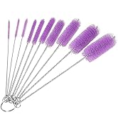 Bottle Cleaning Brushes, 8 Inch Nylon Tube Brush Set, Cleaner for Narrow Neck Bottles Cups with H...