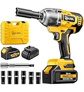 SILVEL Cordless Impact Wrench, MAX 650N.M Brushless Impact Gun 1/2 inch, 4.0Ah Battery, 6 Sockets...