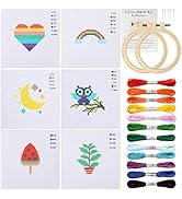 Pllieay Cross Stitch Beginner Kit for Kids 7-13, Includes 6pcs Project Cross Stitch Pattern and 2...
