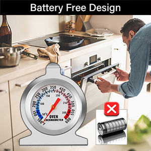 Battery Free Design Mechanical thermometer reads instantly without battery power safer environment