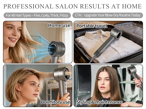 Salon-grade hair dryer for home, travel, and all hair types