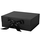 LFBOX Black Gift Box with Ribbon Magnetic Lids 10.2x9x3.74 in, Bridesmaid Groomsman Proposal Boxe...