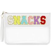 URSKYTOUS Chenille Letter Bag Snack Pouch Clear Zipper Pouches Waterproof Travel Snack Bag Multi-...