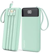 Portable Charger Built-in Cables,10000mAh Power Bank for iPhone,Fast Charge USB C Battery Pack Tr...
