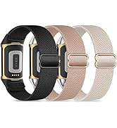Kollody 3 Pack Nylon Elastic Watch Bands Compatible with Fitbit Charge 6,Soft Stretchy Breathable...