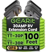 GearIT 30-Amp Extension Cord for RV and Auto, (100-Feet) 3-Prong 125-Volt 10/3 STW 10AWG Gauge 3 ...