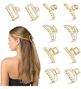10Pcs Small Gold Hair Clips, Medium Metal Hair Claw Clips for Women Thick Thin Hair, Strong Hold ...