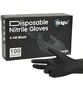 Brigic Disposable Nitrile Gloves, Textured Grip, Black, Lightweight, Slip-Resistant
